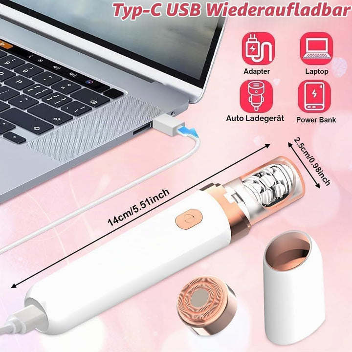 Neuer 2-in-1 Gesichts-Haarentferner für Frauen, Kabelloser Elektrischer Epilierer mit LED-Licht, USB