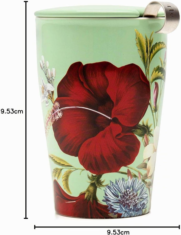 Tea Forté Kati Cup Fleur | Becher aus Edelstahl Herausnehmbarer Aufgussbecher | Qualitätsporzellan |