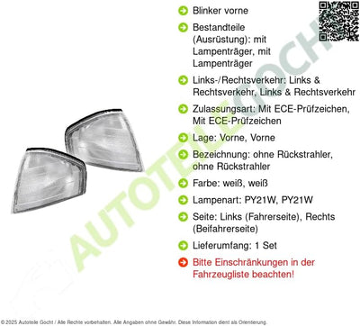 Blinkleuchte Blinker weiss links für MERCEDES W129 R129 Cabrio 1992-2001