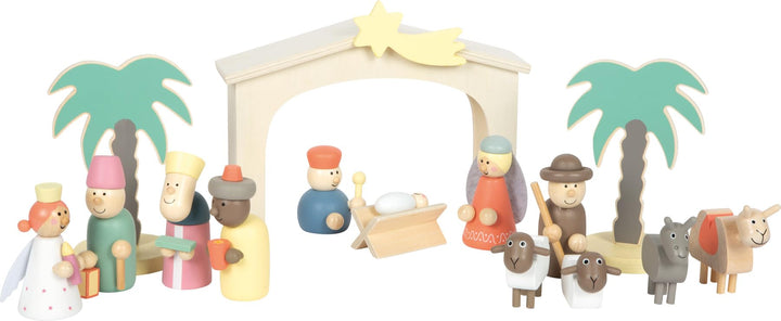 Small Foot Spielset Holzkrippe Weihnachtsgeschichte, Weihnachtsdeko und Spielset, mit detailreichen