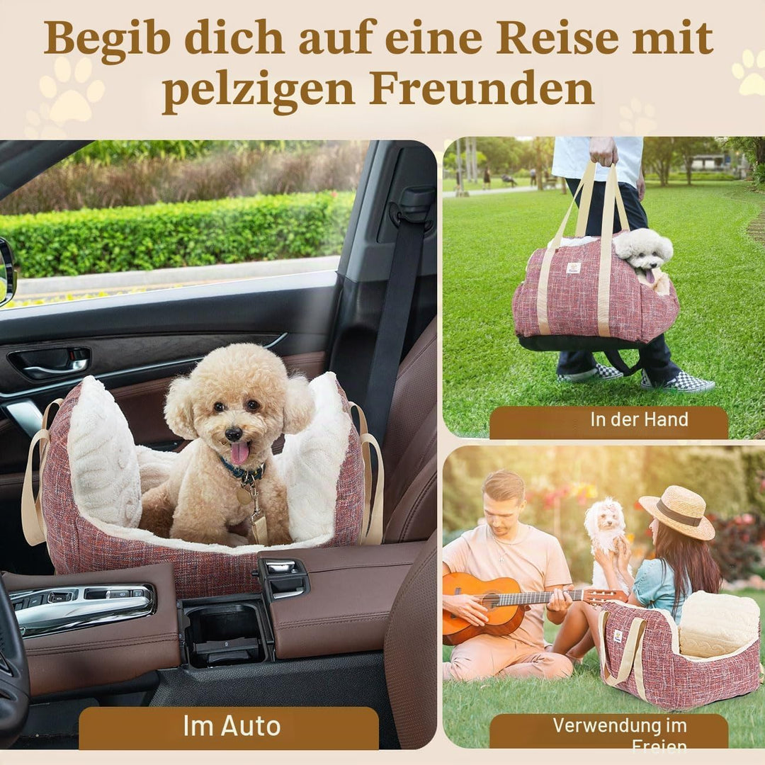Pawaboo Hund Autositz, Hund Booster Autositz für Klein Hunde, Welpensitz für Auto mit Fest Schnalle