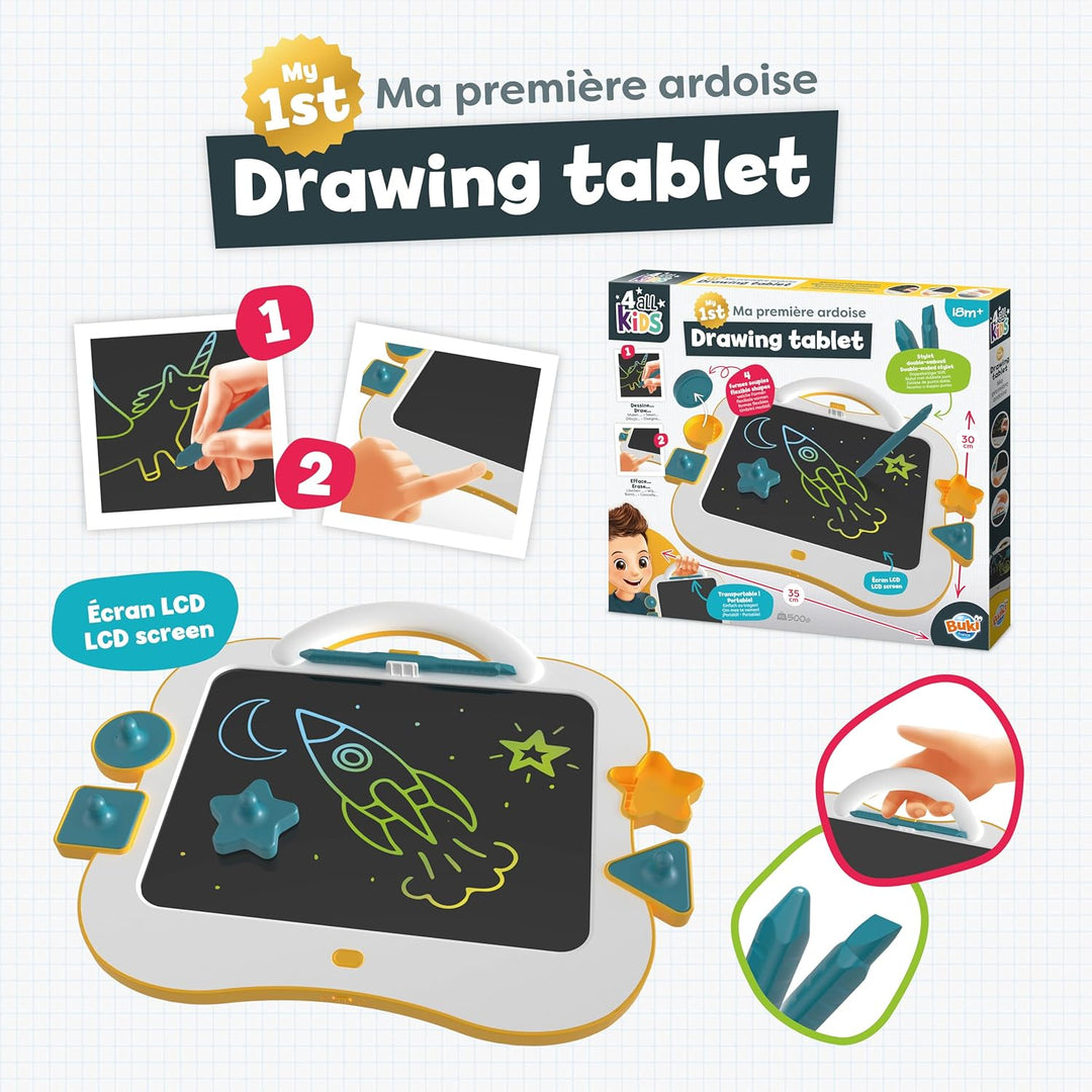 BUKI FK014 - Meine erste Maltafel ab 18 Monaten – Leichte Kinder Zeichentafel mit Griff, 4 Silikon-S
