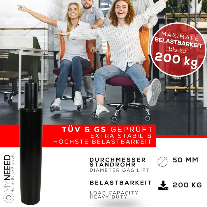 MYNEEED Gasdruckfeder für Bürostuhl - Gasfeder Belastbar bis 200 kg - Gasdruckdämpfer für Drehstuhl,