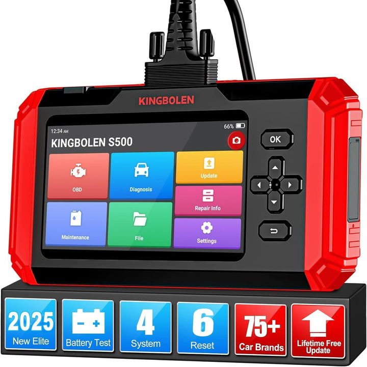 KINGBOLEN S500 OBD2 Diagnosegerät, Automotive Fehlercode Auslesegerät für Motor/Getriebe/ABS/SRS,Dia
