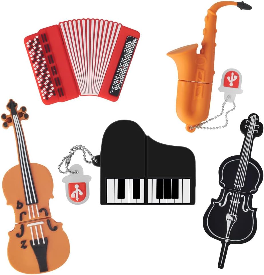 5 Stück 16GB USB-Stick mit Süssem Musikinstrument Muster, BorlterClamp Süsses USB-Flash-Laufwerk Spe