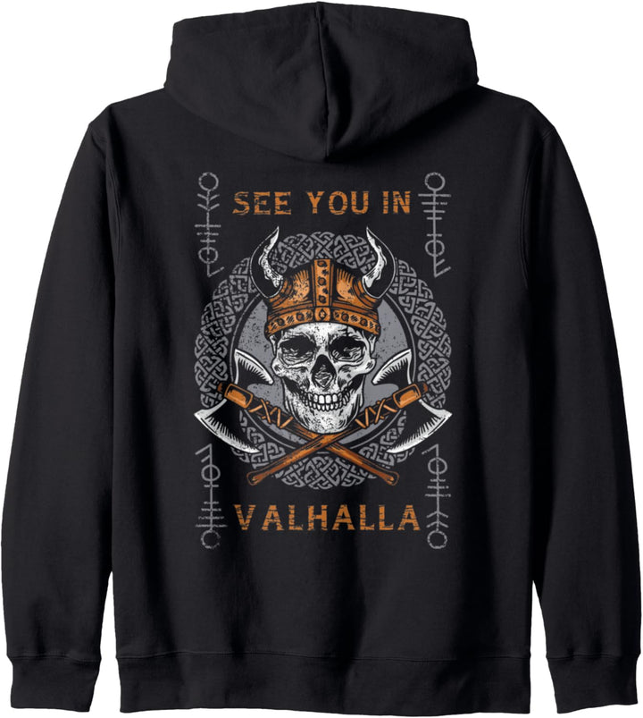 Wir sehen uns in Valhalla Wikinger Nordic Norse Skull Kapuzenjacke