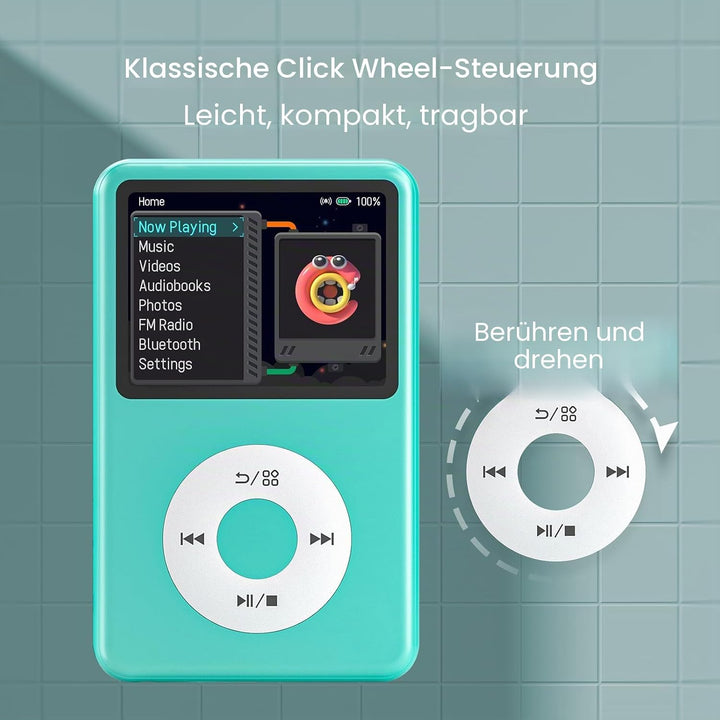 Innioasis Y1 64GB MP3 Player - Zeitlose Klasse: Touch Wheel-Steuerung, Bluetooth, Video-Player, Hörb