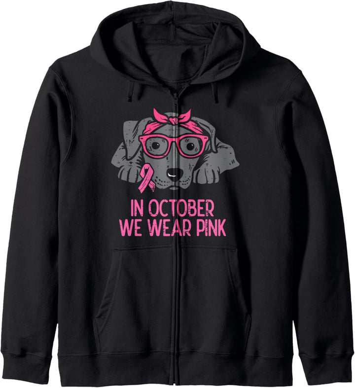 Im Oktober tragen wir das Bewusstsein von Pitbull für Brustkrebs-Hunde Kapuzenjacke