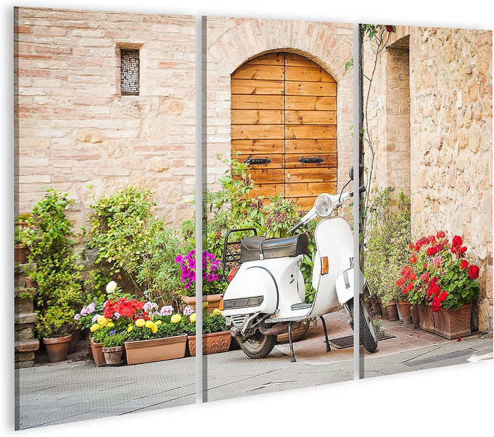 islandburner Bild auf Leinwand Italien Vintage Vespa Pienza Bilder Wandbilder Poster Leinwand 130x80