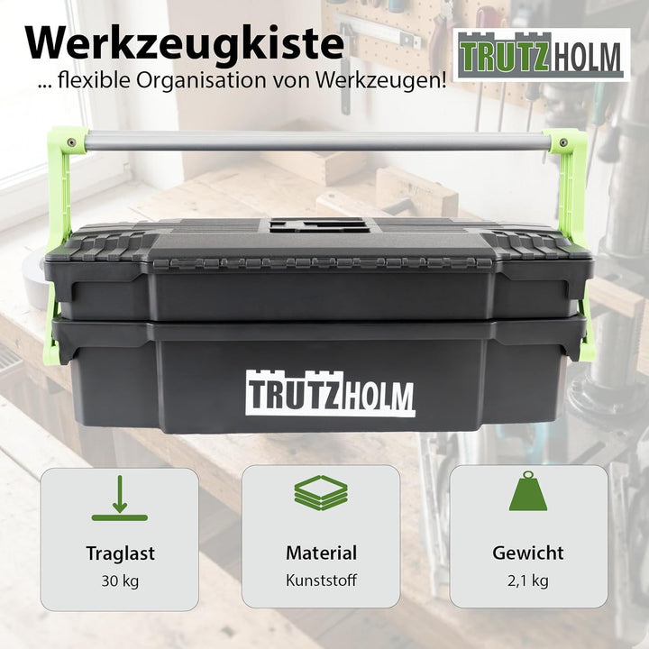 TRUTZHOLM Werkzeugkiste Werkzeugbox Traglast 10 Fächer flexibel verstellbar Organizer Kunststoff lei
