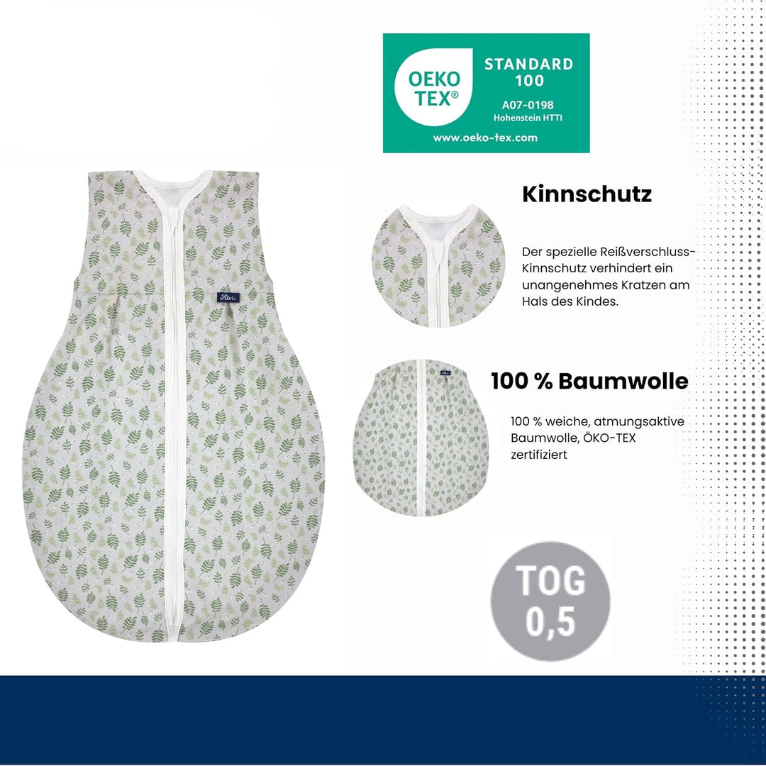 Alvi Baby Kugelschlafsack Molton Exklusiv Baumwolle – Babyschlafsack Atmungsaktiv Ganzjahr, Schlafsa