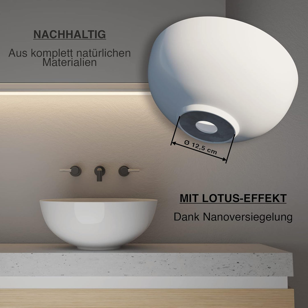 VMbathrooms Premium Waschbecken Rund mit Lotus-Effekt | 36x 36x 15,5 cm |Aufsatzwaschbecken für das