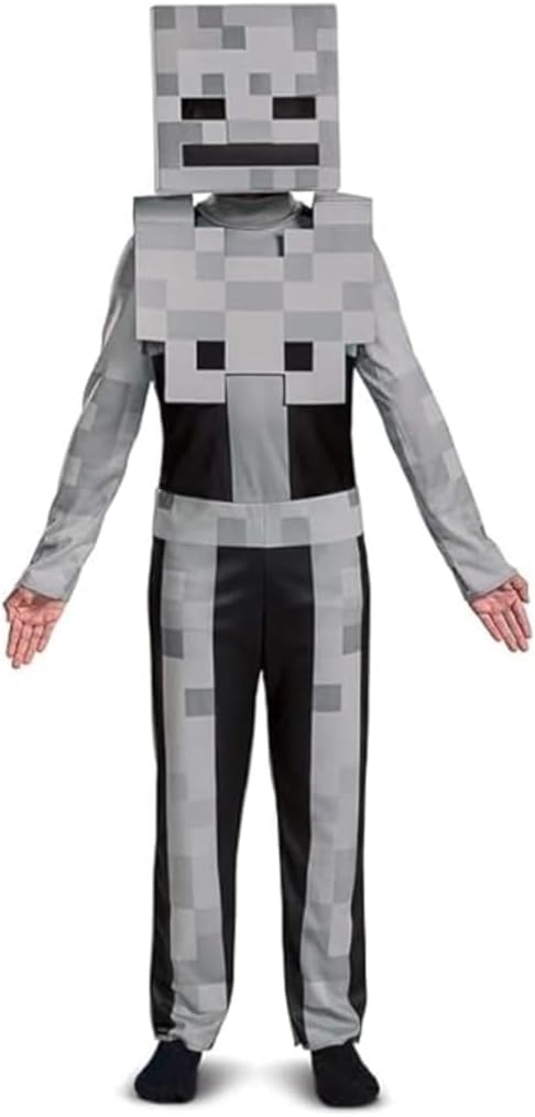 Minecraft Skelett-Kostüm für Kinder, Videospiel-inspiriertes Charakter-Outfit, klassisches Kind, Grö