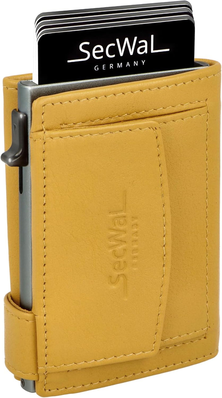 SecWal Kartenetui mit Münzfach Druckknopf inkl. Geschenkbox - Made in Germany - Echtleder Mini Geldb