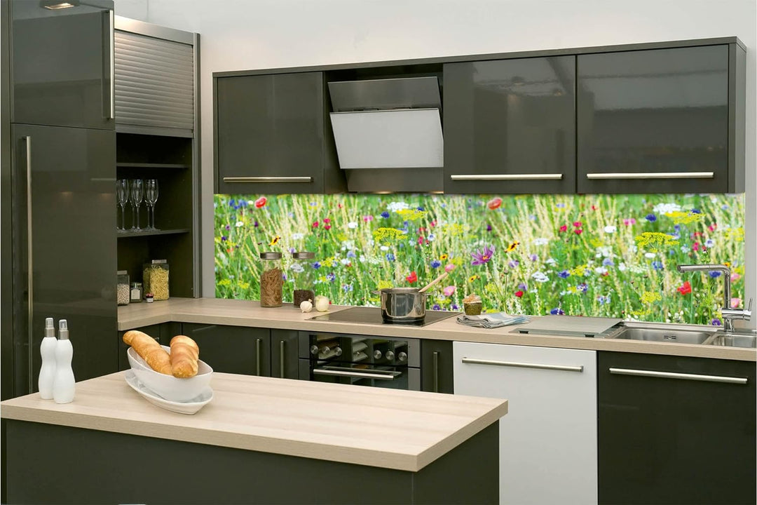 DIMEX Küchenrückwand Folie selbstklebend Wiese mit Blumen | Klebefolie - Dekofolie - Spritzschutz fü