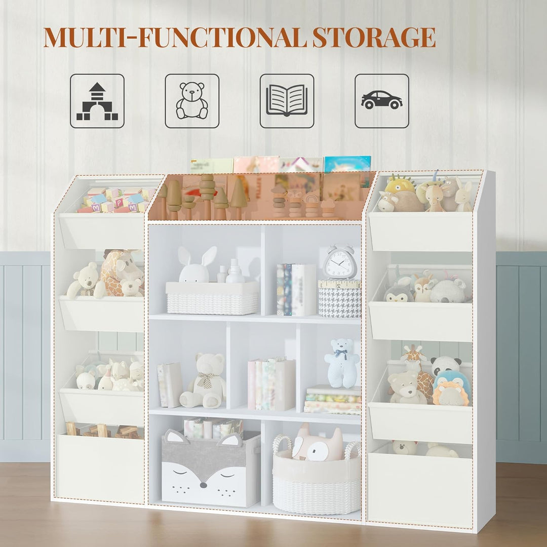 HEXCELEN Kinderregal, Kinderregal mit 8 Stoffschubladen, Bücherregal Kinder, Spielzeugregal für Kind