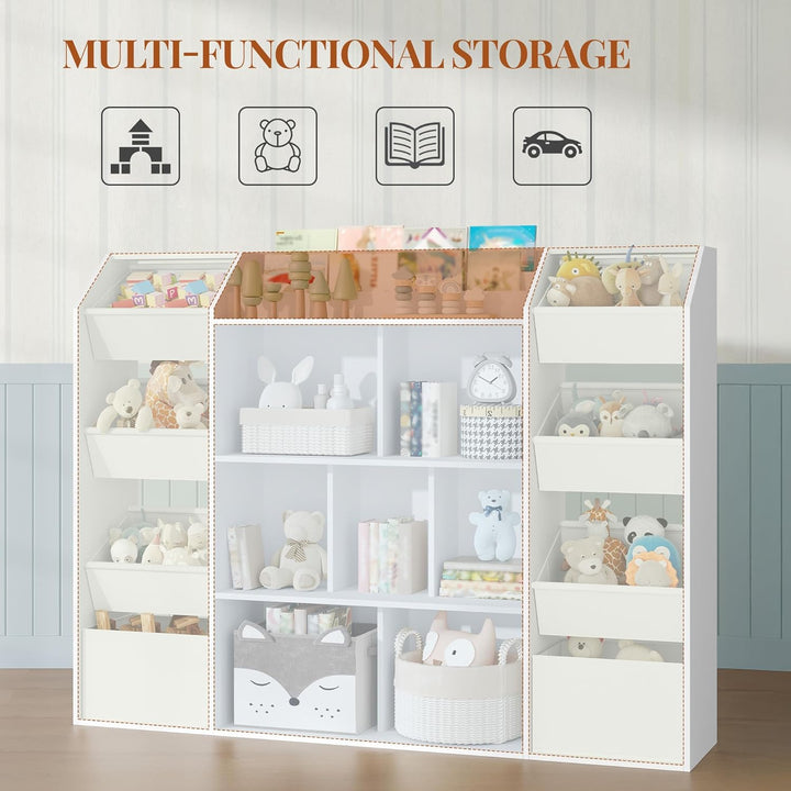 HEXCELEN Kinderregal, Kinderregal mit 8 Stoffschubladen, Bücherregal Kinder, Spielzeugregal für Kind
