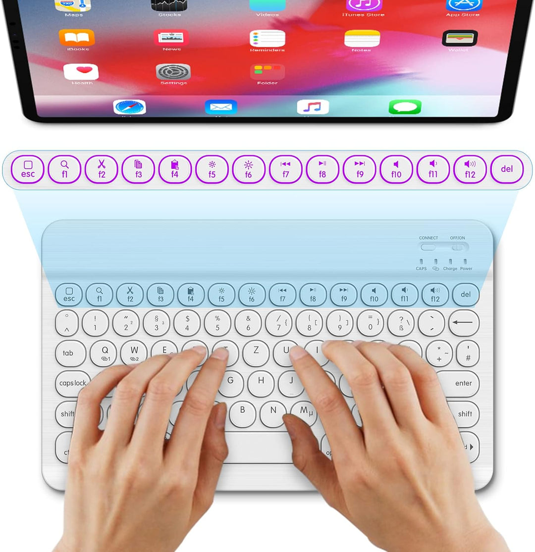 HUOBAO Bluetooth-Tastatur, kabellose Tastatur für iPad, iPhone, Android, Windows, Ultraschlanke wied