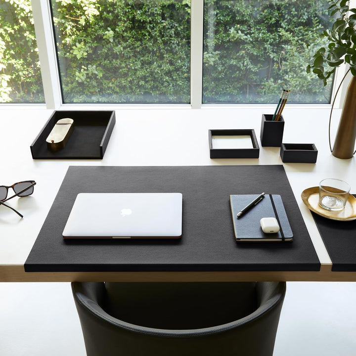 Eglooh - Atena - Taschenleerer aus echtem Leder Schwarz - Schreibtisch-Organizer mit modernem Design