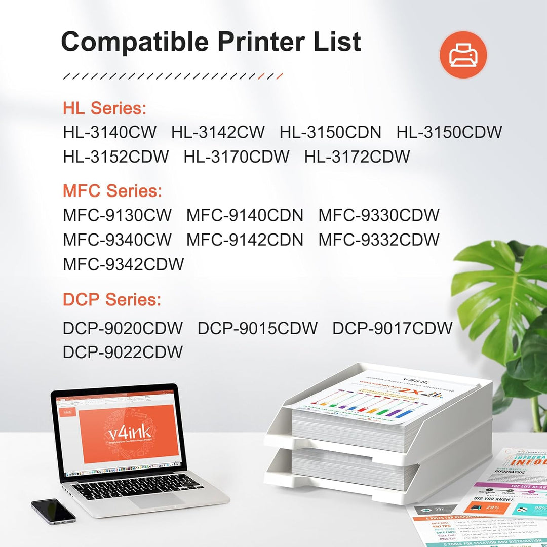 v4ink TN241 TN245 Toner Kompatible für Brother TN-241 TN-245 TN242 TN246 für HL-3142CW HL-3152CDW HL