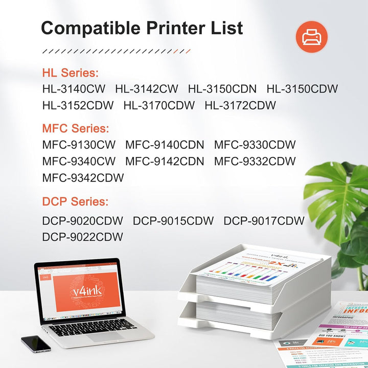v4ink TN241 TN245 Toner Kompatible für Brother TN-241 TN-245 TN242 TN246 für HL-3142CW HL-3152CDW HL