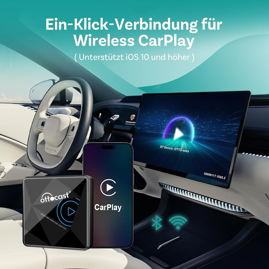 OTTOCAST U2Air Pro Wireless CarPlay Adapter, Nahtlose Bluetooth- und Wi-Fi-Verbindung, Kompatibel mi
