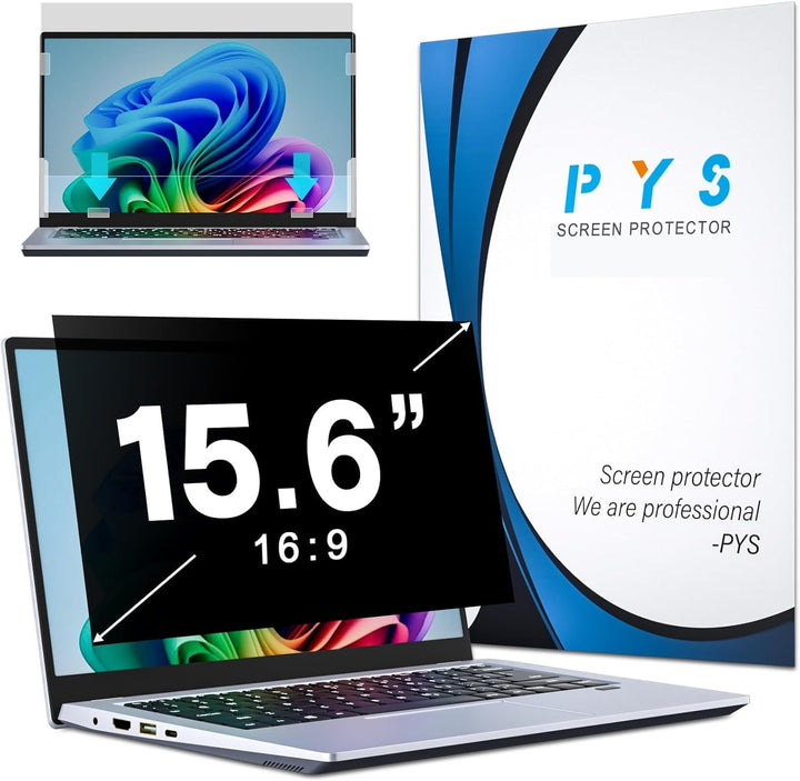 PYS Laptop Blickschutzfolie 15,6 Zoll Anti Spy Blaulicht Blendfrei Sichtschutz Folie 16:9 Abnehmbare