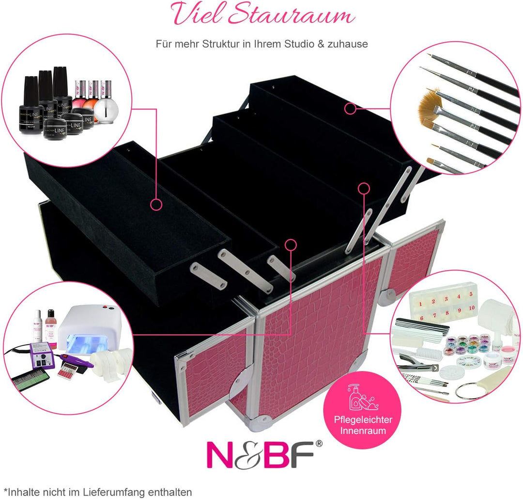 N&BF Profi Kosmetikkoffer gross Alu Friseurkoffer Schminkkoffer Multikoffer Nagelkoffer Beautycase a