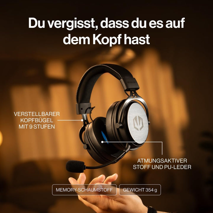 ENDORFY Viro Wireless Gaming-Headset 7.1, 240 Std., Schwarz, Schwarz