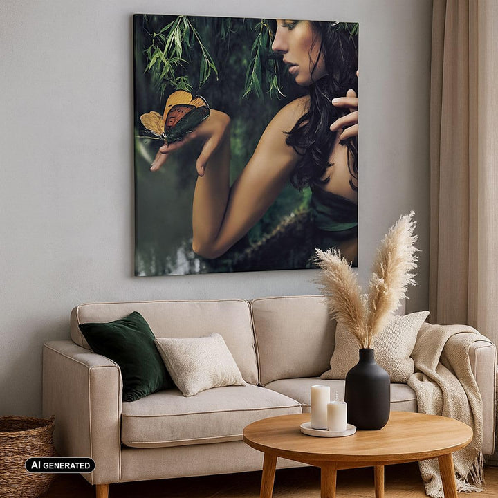 Bilder auf Leinwand Körper Kosmetik Mode Schmetterling Leinwandbild 60x60cm Wandbilder Dekoration Wo