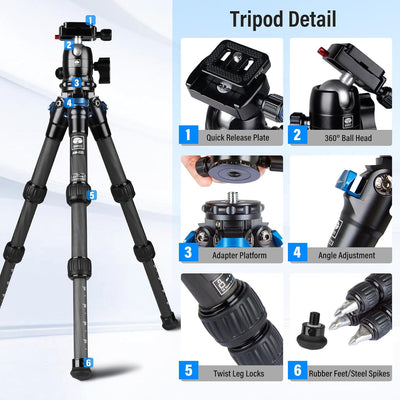 SIRUI AM223 Mini Camera Tripod Stativ,Klein Reisestativ Kamerastativ,Carbon Kamera Ministativ Tischs