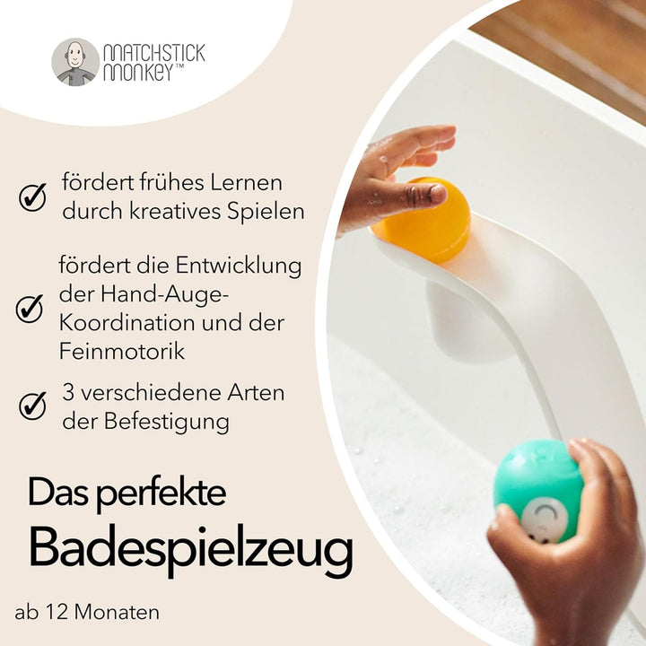 Matchstick Monkey Badewannen Rutsch-Set – Baby Badespielzeug, sensorisches Lernen, leicht zu greifen