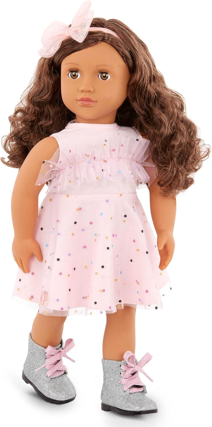 Our Generation – Pink & Bunt – 46 cm Puppenkleidung – Partykleid mit Konfetti-Print – Stirnband & St