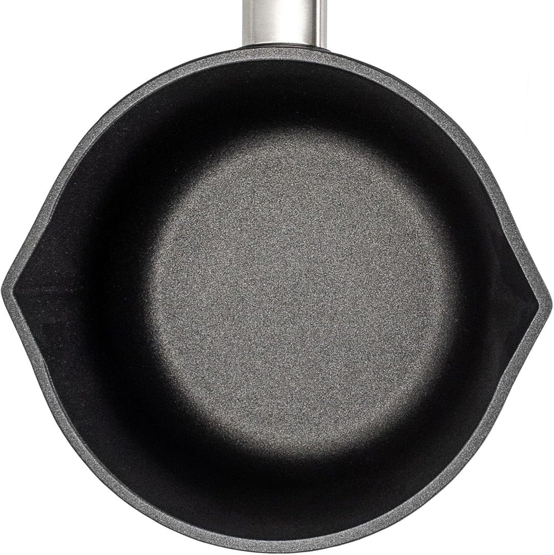 Eurolux Guss-Milchtopf Induktion Ø 18 cm - kleiner Universal-Stiel-Topf Aluguss mit Antihaft-Beschic