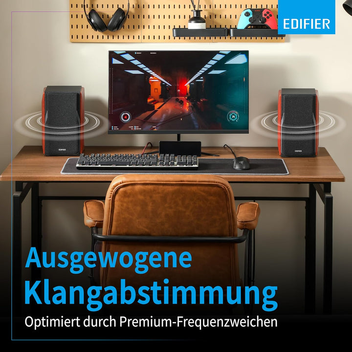 Edifier P17 Passive Regallautsprecher Paar 2-Wege-Lautsprecher mit eingebauter Wandhalterung, Perfek