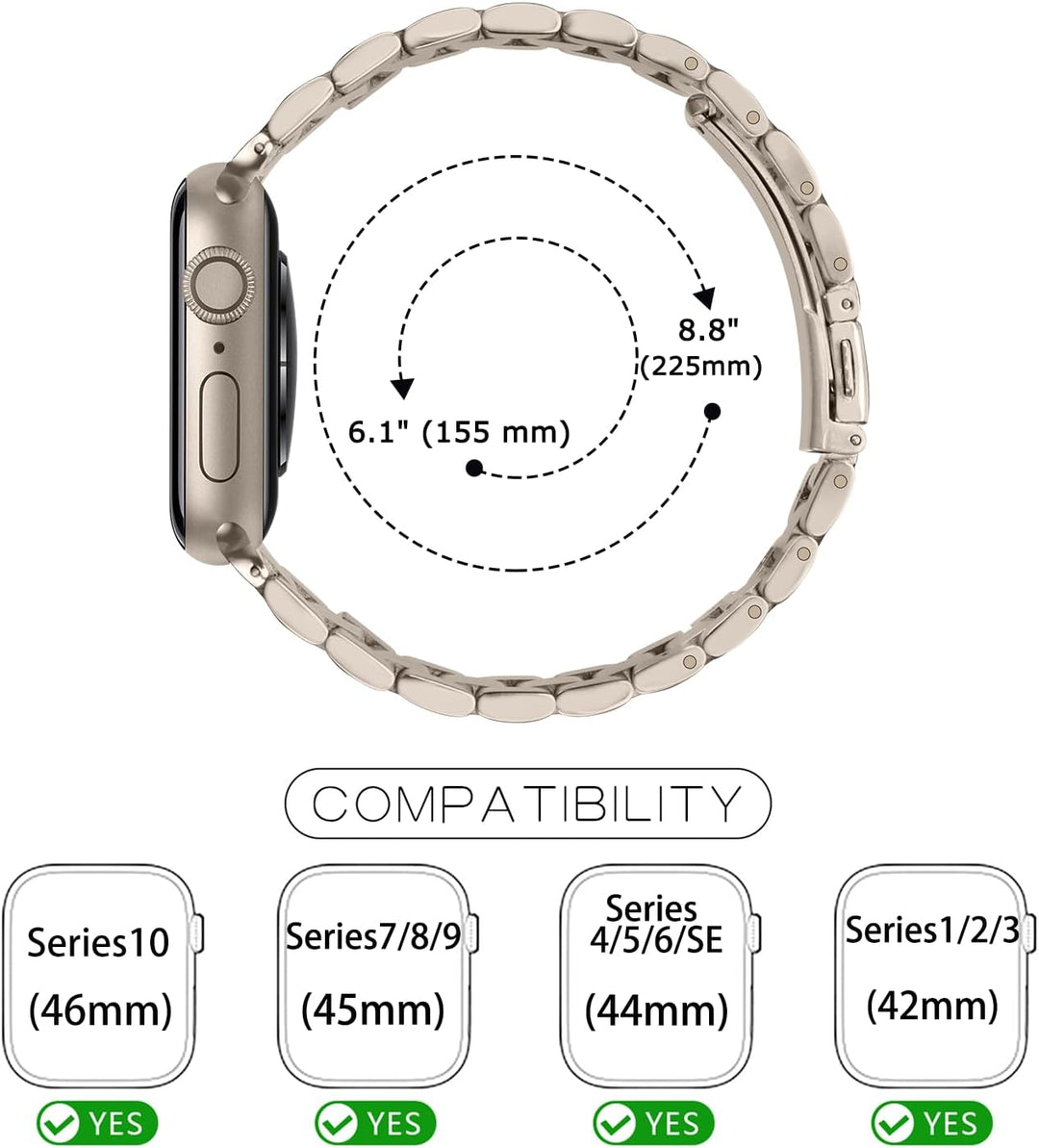 Tasikar Armband Kompatibel mit Apple Watch Armband 49mm 45mm 44mm 42mm Prämie Edelstahl Metall Ersat