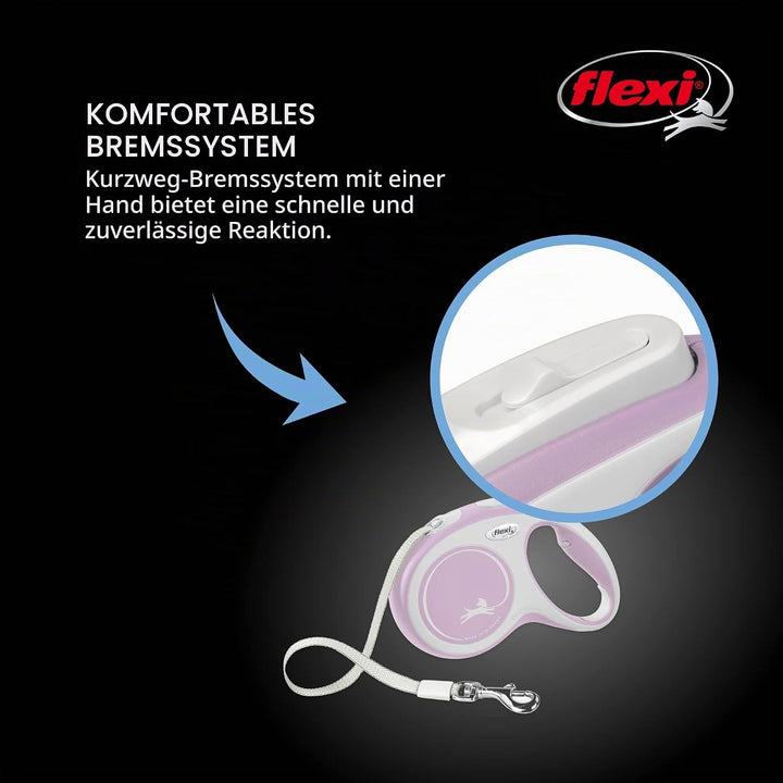 FLEXI® New Comfort einziehbare Hundeleine (Band), ergonomisch, robust und verhedderungsfrei, für Hun