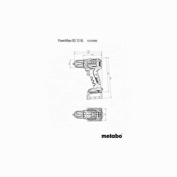 Metabo Akku-Bohrschrauber PowerMaxx BS 12 BL (601038500) 12V 2x Li-Ion; Ladegerät SC 30; metaBOX 118
