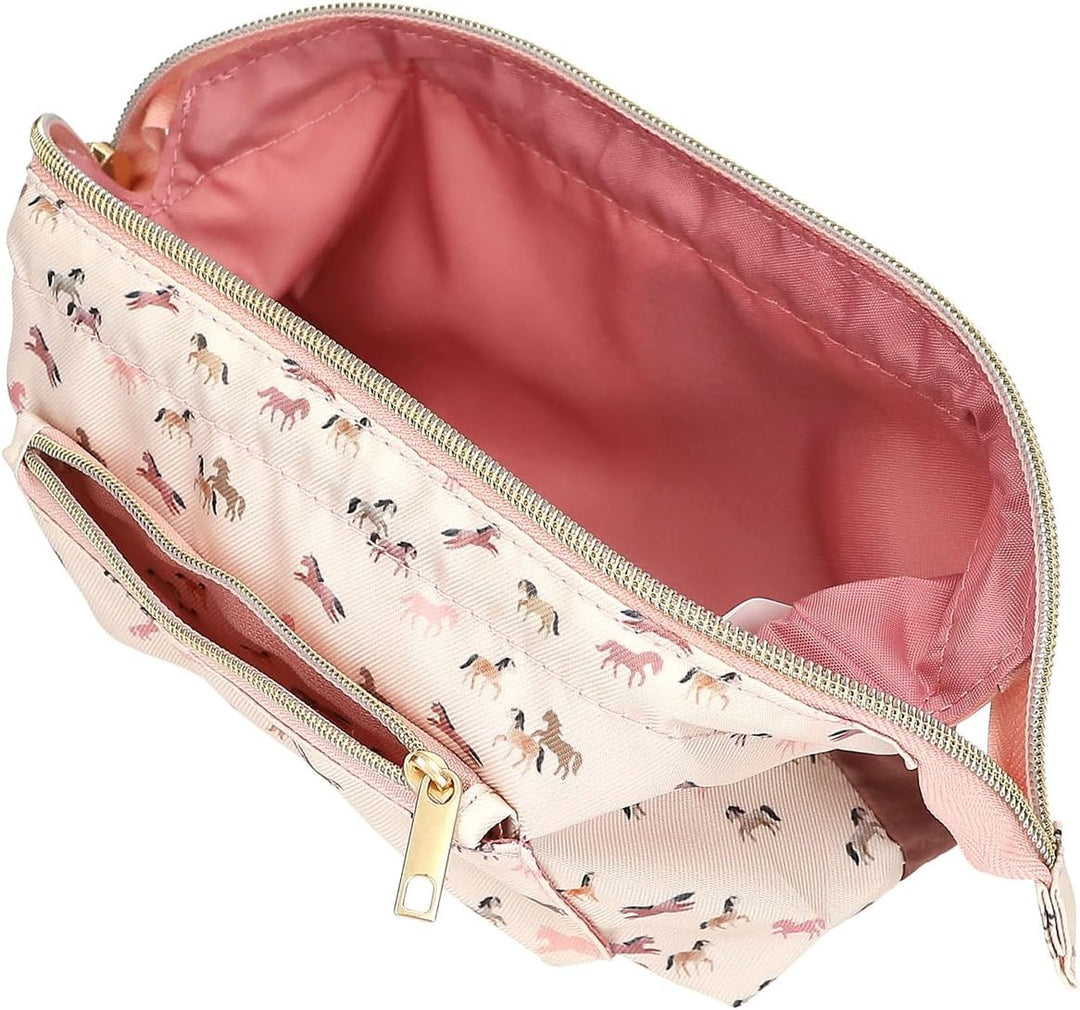 Depesche 13971 Miss Melody Blossom Pony - Schlampertasche mit Bügel, in Beige und Rosa, mit Pferde-M