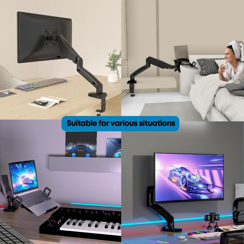 PUTORSEN Monitor Arm mit Laptopablage für 17 bis 32 Zoll LCD LED Bildschirm & bis zu 17 Zoll Noteboo