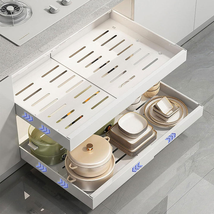 2-Stück Teleskopschublade Ausziehbar Schublade: 42cm Küchenschrank Schubladenauszug Slide Out Schran
