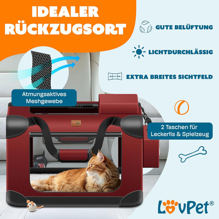 Lovpet® Transportbox Hund Katze Transporttasche L 70x52x52cm | Hunde-Tragetasche Faltbare Katzentasc
