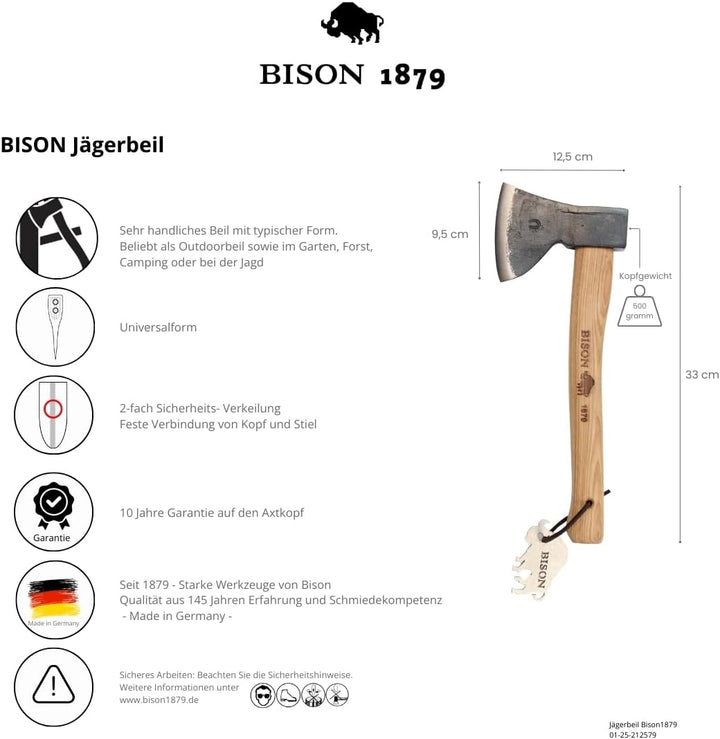 Bison Jägerbeil 1879 500g 500g-HY 330 mm, natur Single, Single