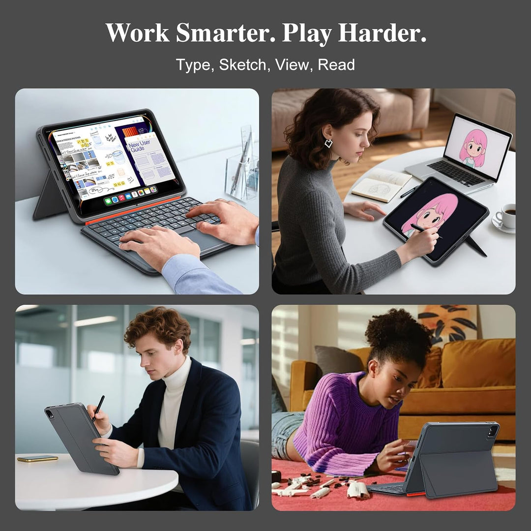 für iPad Pro 13 Zoll Hülle mit Tastatur (M5 2025, M4 2024), Magnetische Abnehmbare Hintergrundbeleuc