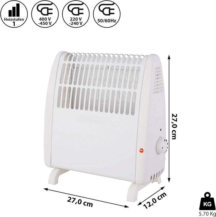 Elektroheizung energiesparend| Konvektor Heizung 400/450 Watt | Abschaltautomatik Frostwächter Überh