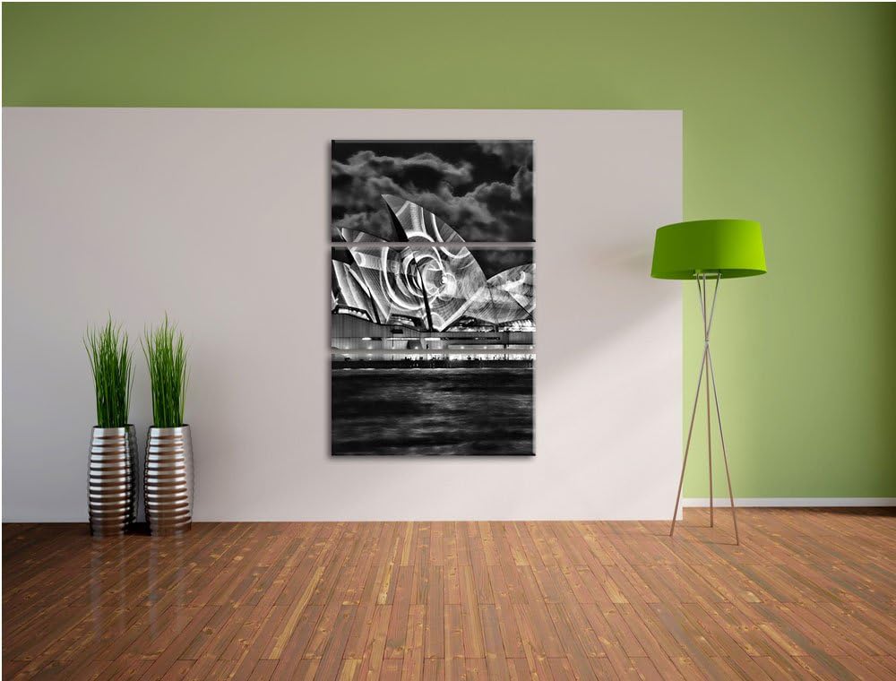 Pixxprint Sydney Opera House Lichter als Leinwandbild/Grösse: 3 Teilig (120x80) cm/Wandbild/Kunstdru