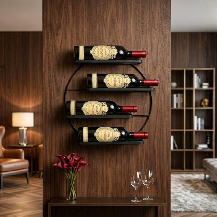 DanDiBo Weinregal Metall Wand Schwarz Andante Rund Flaschenregal 96212 Flaschenhalter Wandmontage Mo