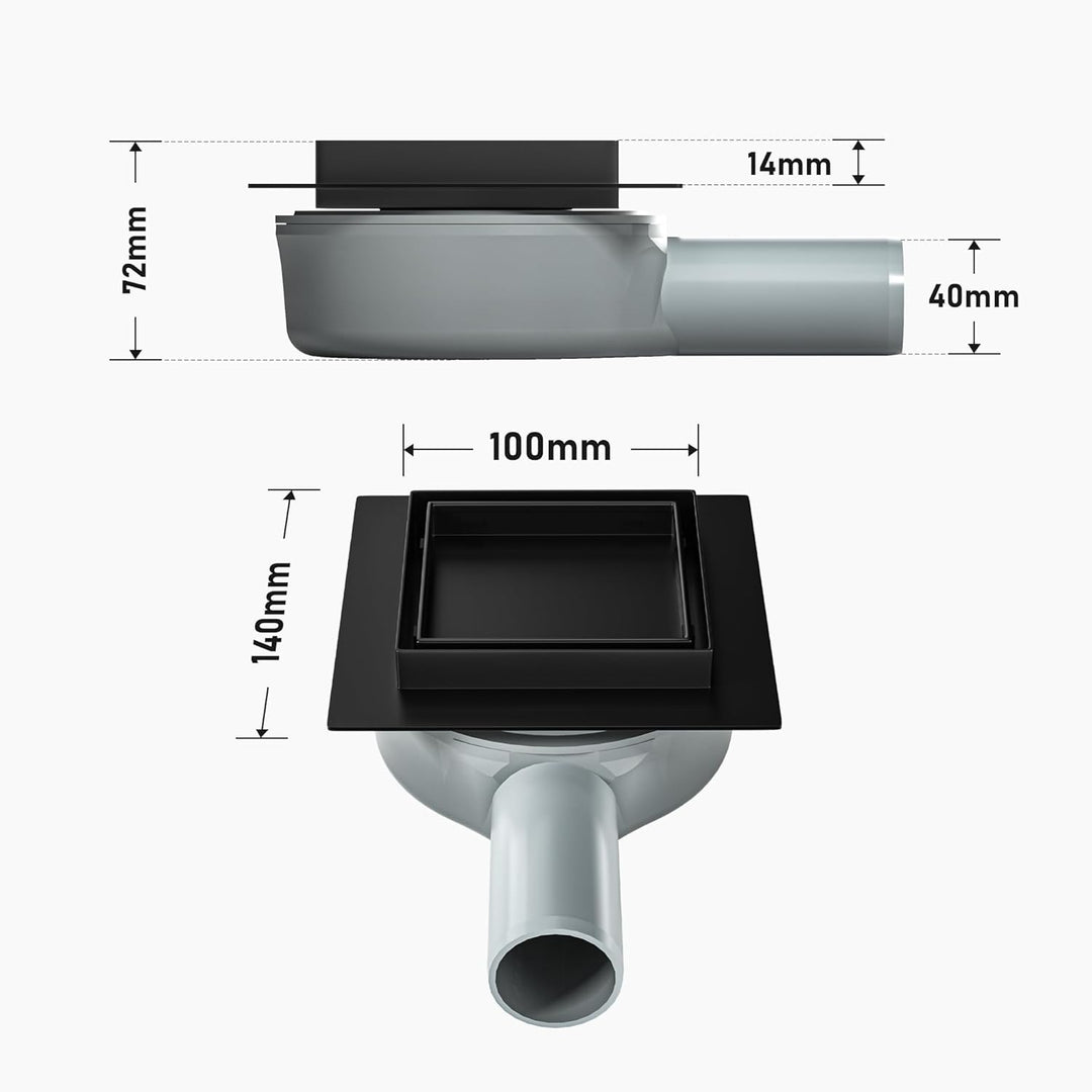 Bodenablauf Dusche Edelstahl,10cm 2in1 Befliesbar Duschrinne Duadratisch mit 360°Siphon,Aufgerüstete