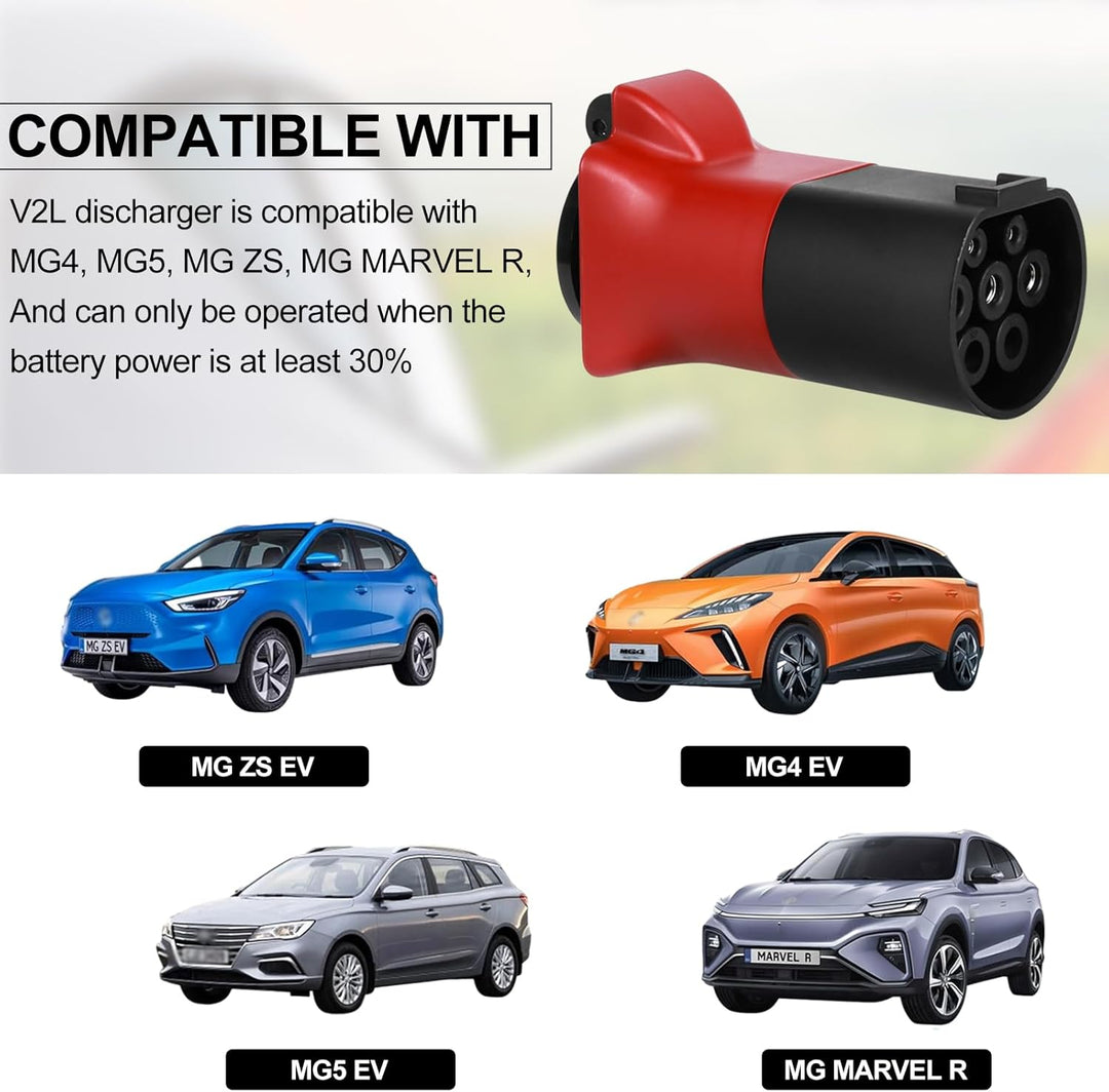 Adapter V2L für MG EV,Adapter Typ 2 auf Schuko, 3.5KW 16A 220V Adapter von Fahrzeug zu Last,mit MG4,