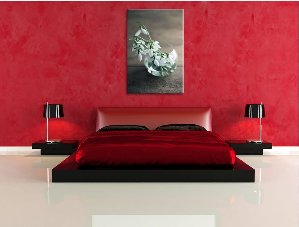 Pixxprint Schneeglöckchen in der Vase als Leinwandbild/Grösse: 100x70 / Wandbild/Kunstdruck/fertig b